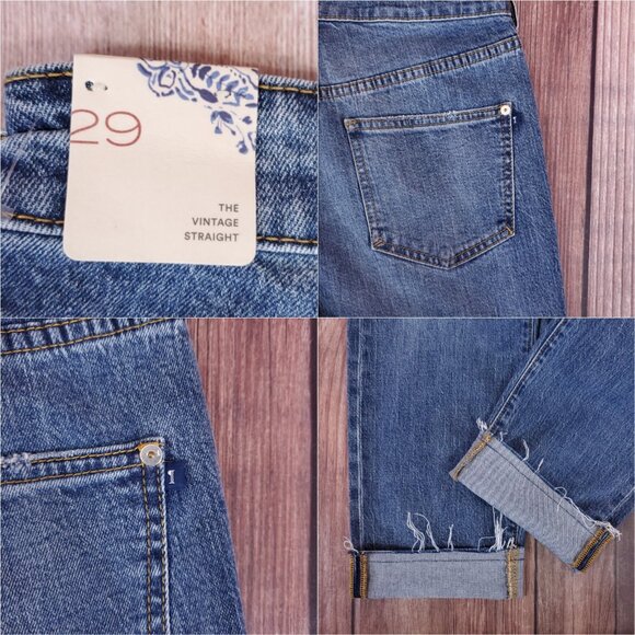 NWT Anthropologie Pilcro Womens 29 The Vinatage Straight Denim Jeans Raw Hem - Picture 8 of 15
